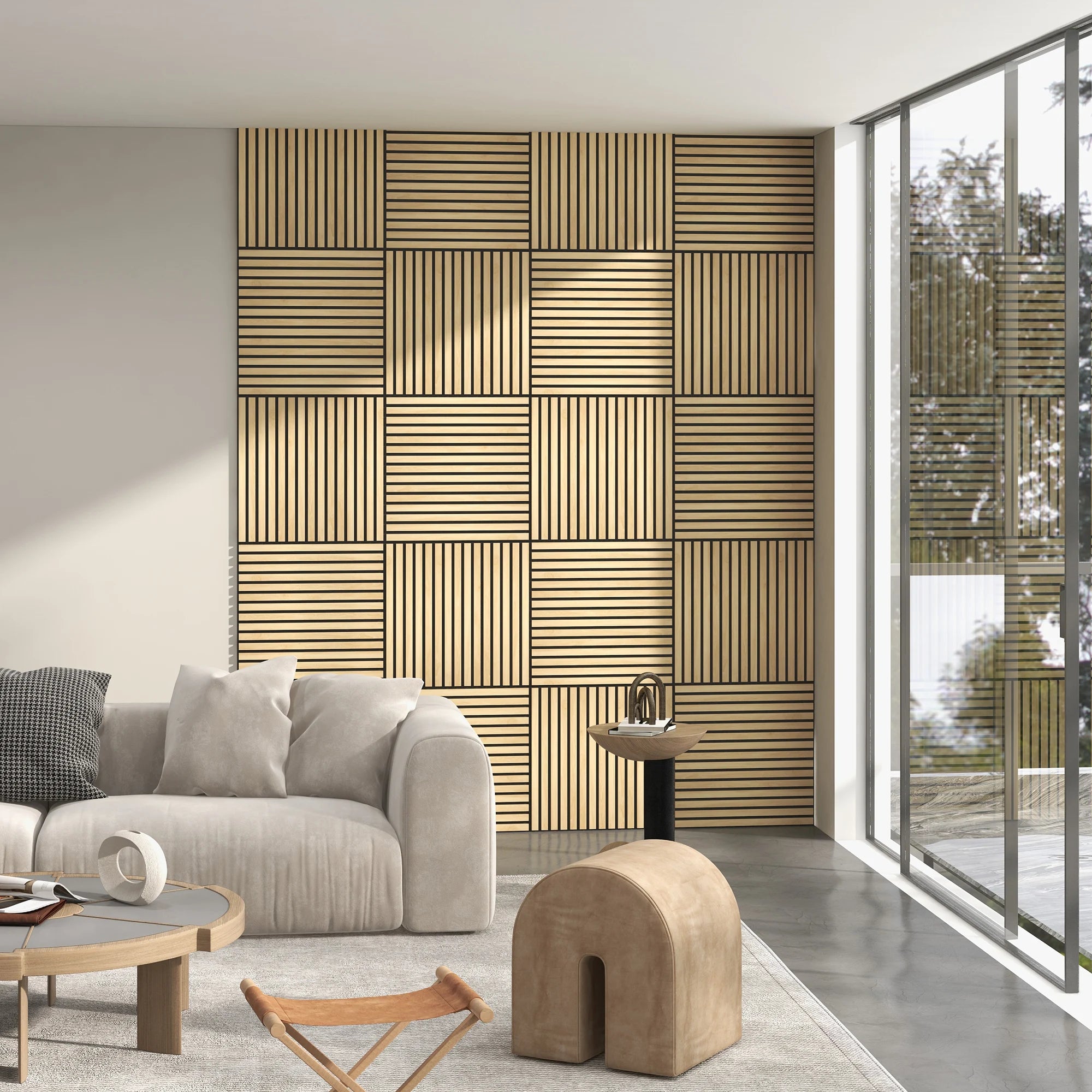 Panneau Décoratif Bois Mural | 4 Pièces 60 x 60cm
