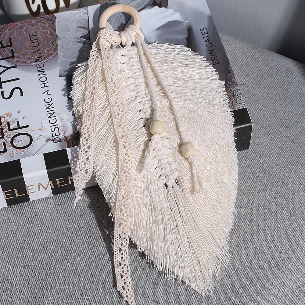 Décoration Murale Plume Macramé | 28 cm de Long