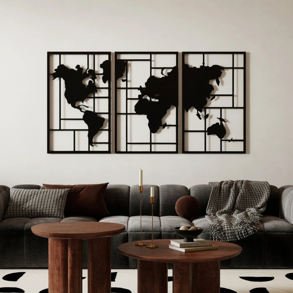 Décoration Murale Carte Du Monde Métal | 150 x 80 cm