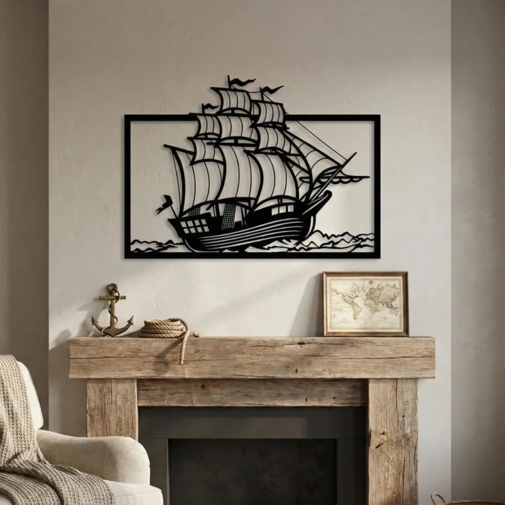 Décoration Murale Bateau En Métal | 30 x 25 cm