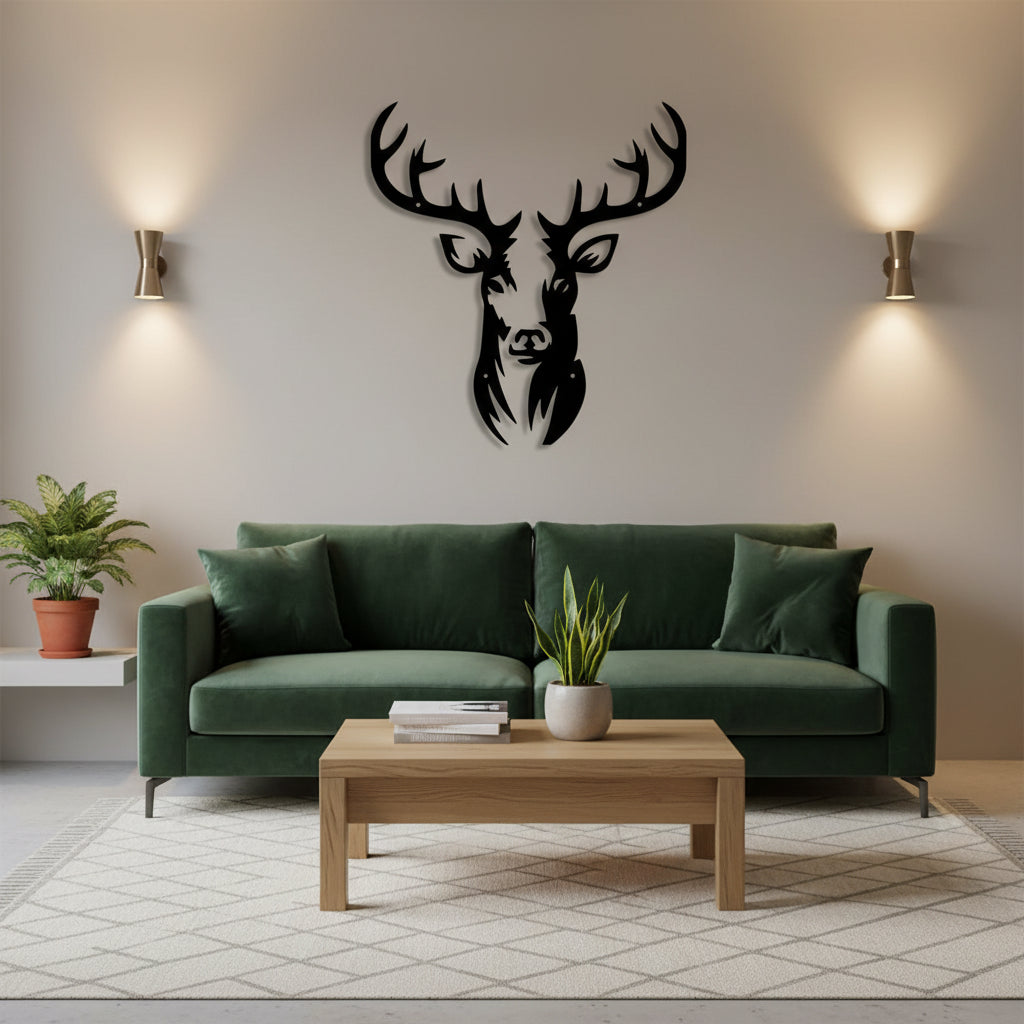 Décoration Murale Métal Cerf | 60 x 55 cm