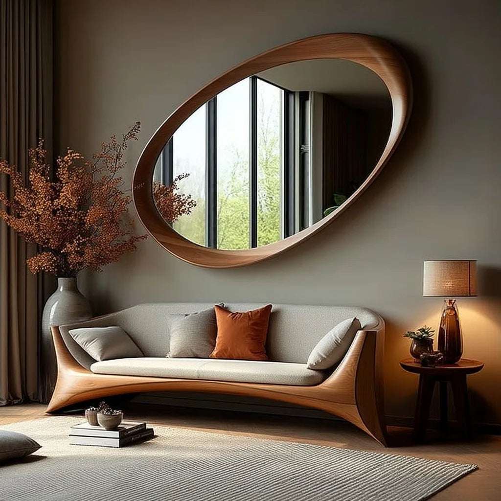 Miroir Mural Décoratif Bois | 90 x 60 cm