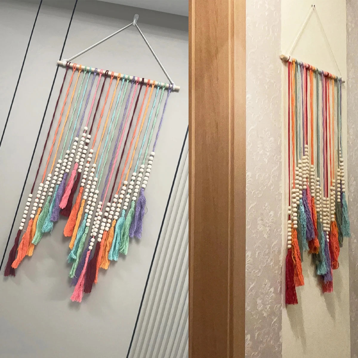 Arc En Ciel Mural En Tissu Macramé