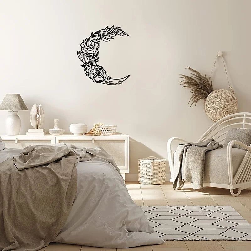 Décoration Murale Métal Lune | 28 x 24 cm