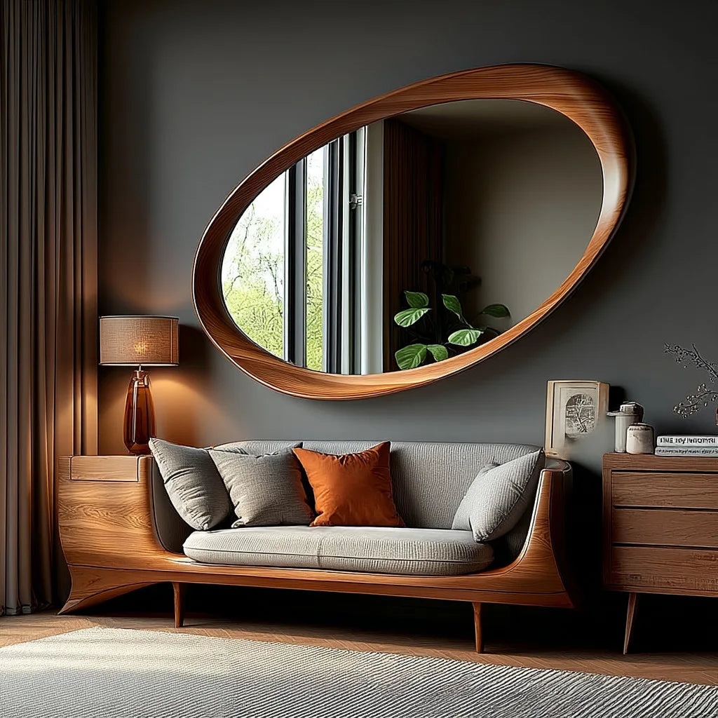 Miroir Mural Décoratif Bois | 90 x 60 cm