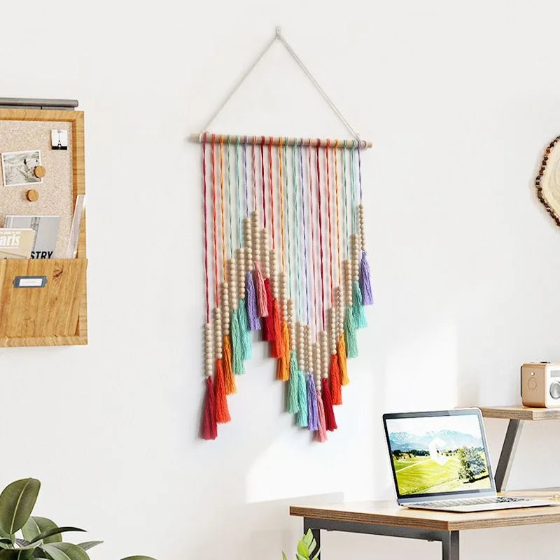 Arc En Ciel Mural En Tissu Macramé