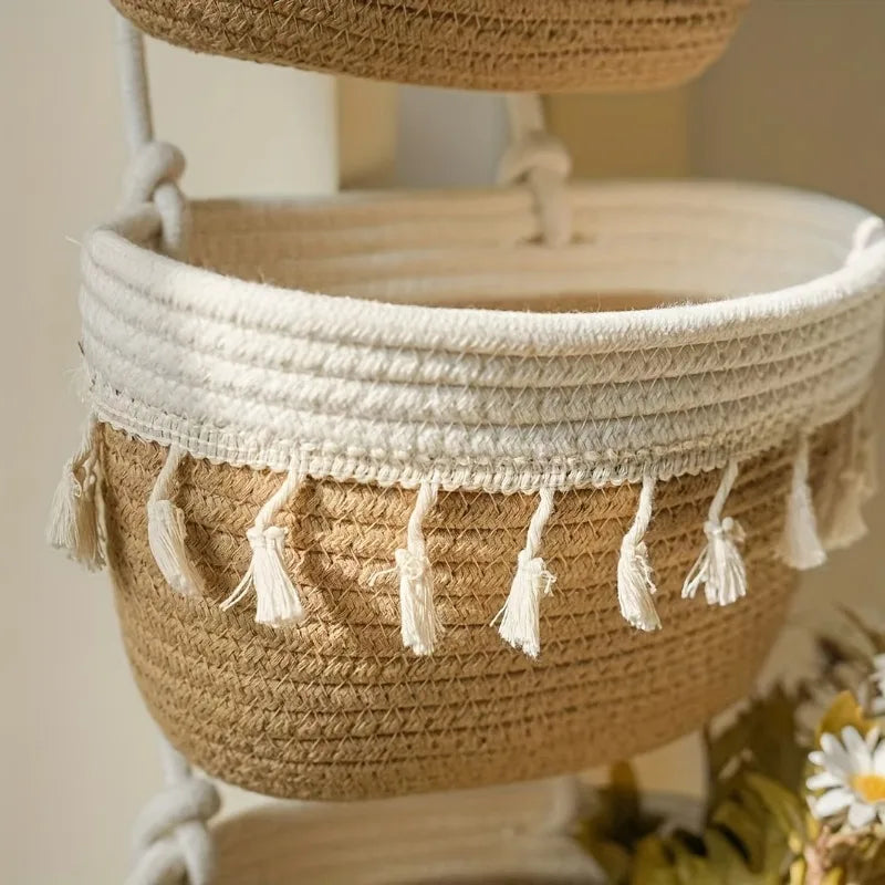 Panier Tressé Décoration Murale à 3 niveaux