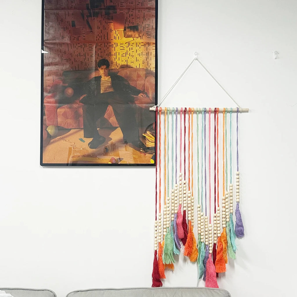 Arc En Ciel Mural En Tissu Macramé
