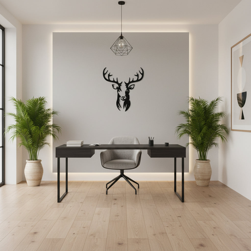 Décoration Murale Métal Cerf | 60 x 55 cm