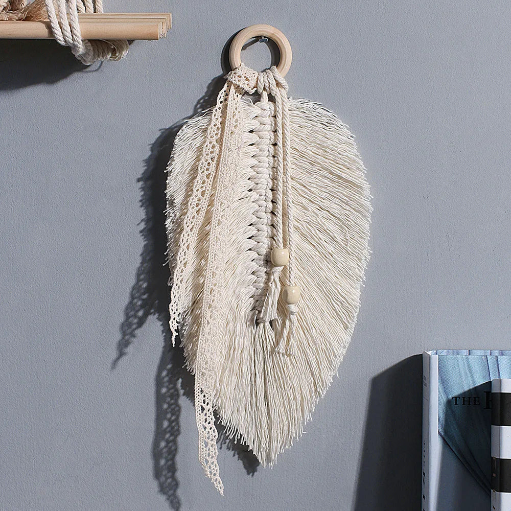 Décoration Murale Plume Macramé | 28 cm de Long