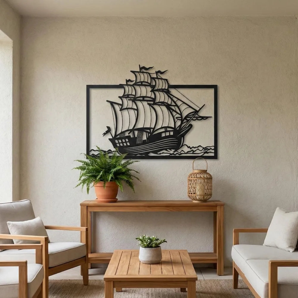 Décoration Murale Bateau En Métal | 30 x 25 cm