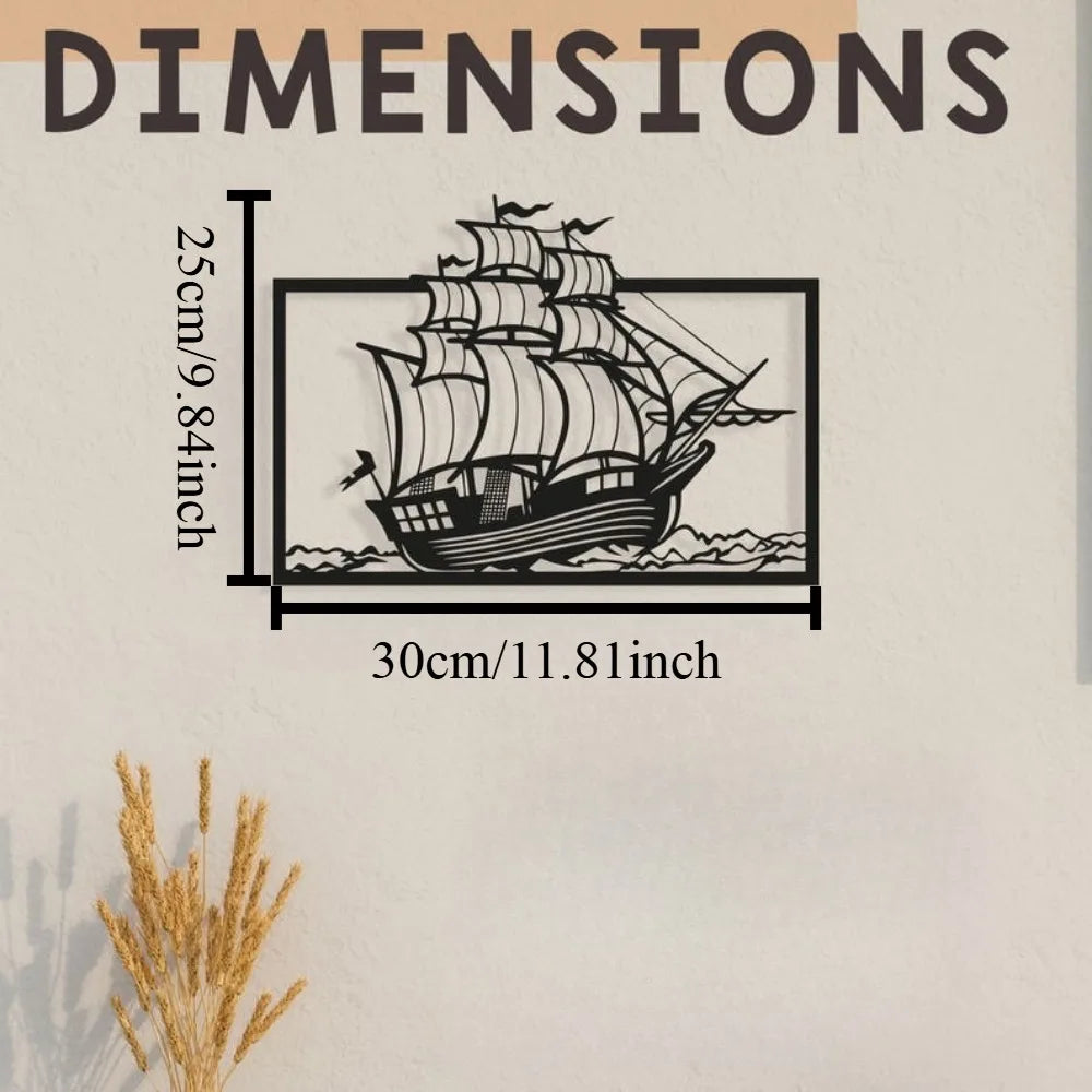 Décoration Murale Bateau En Métal | 30 x 25 cm
