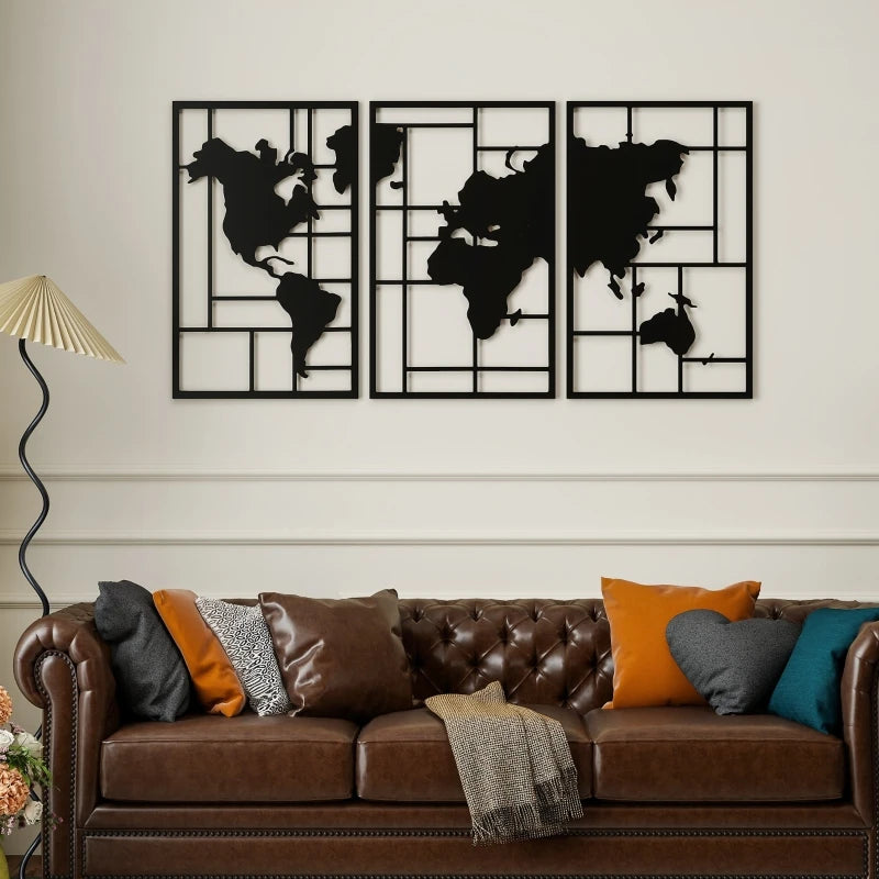 Décoration Murale Carte Du Monde Métal | 150 x 80 cm