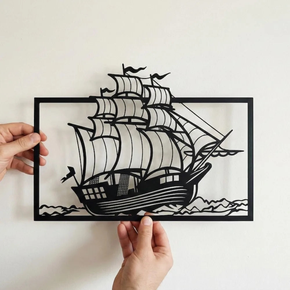Décoration Murale Bateau En Métal | 30 x 25 cm