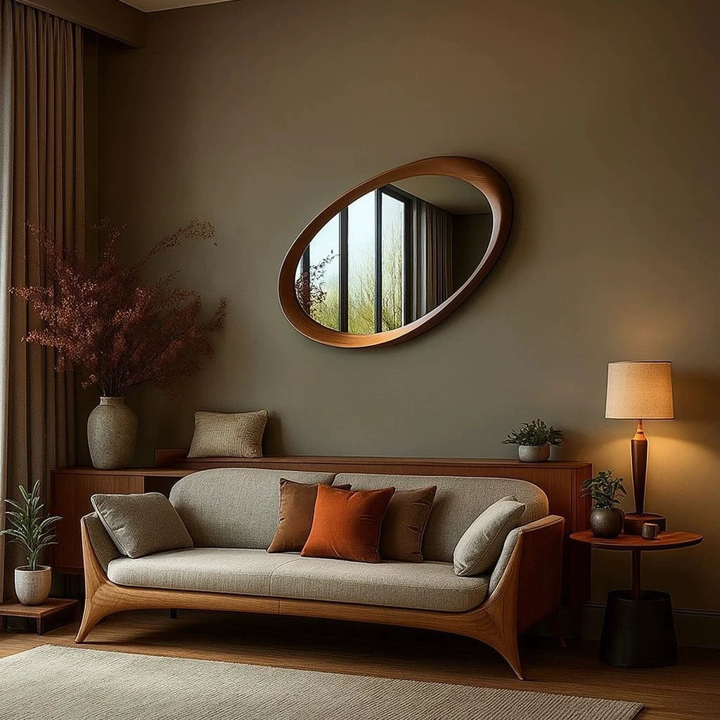 Miroir Mural Décoratif Bois | 90 x 60 cm