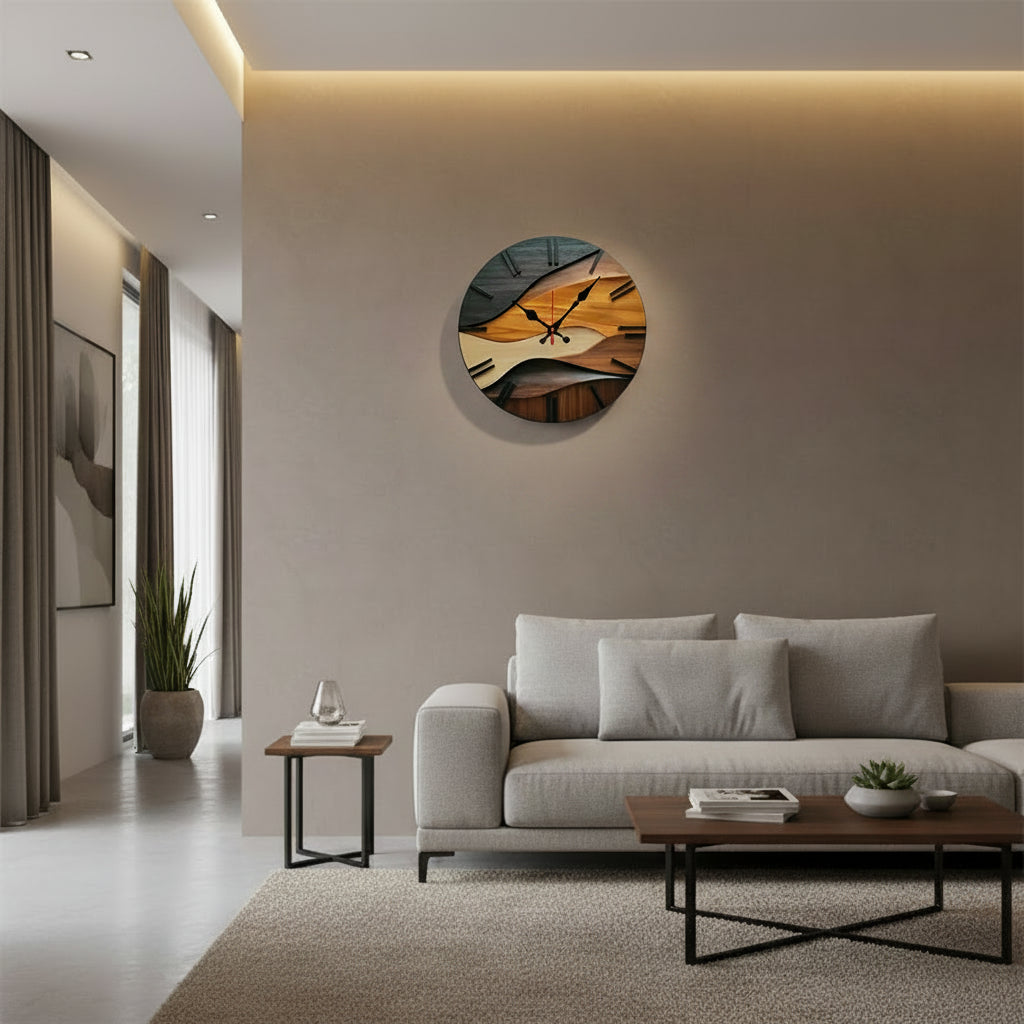 Horloge Murale Décorative Bois | 25 x 25 cm