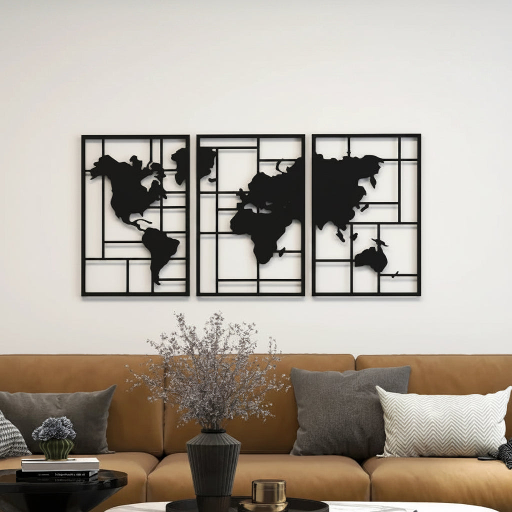 Décoration Murale Carte Du Monde Métal | 150 x 80 cm