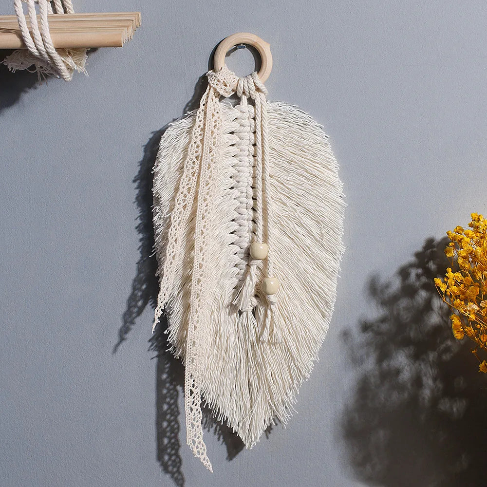 Décoration Murale Plume Macramé | 28 cm de Long