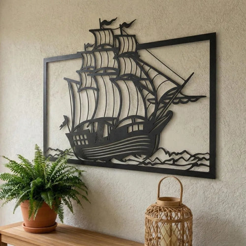 Décoration Murale Bateau En Métal | 30 x 25 cm