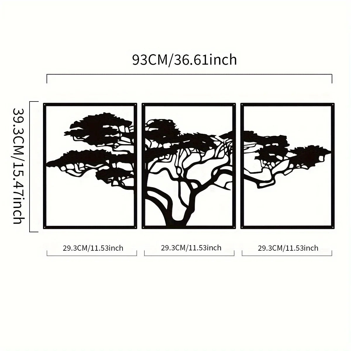 Décoration Murale Arbre Métal | 93 x 39,5 cm